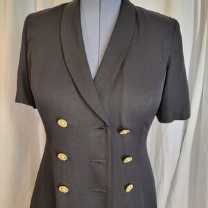 VINTAGE 90s Danny & Nicole Black Double-breasted Fit N Flare Coat Dress